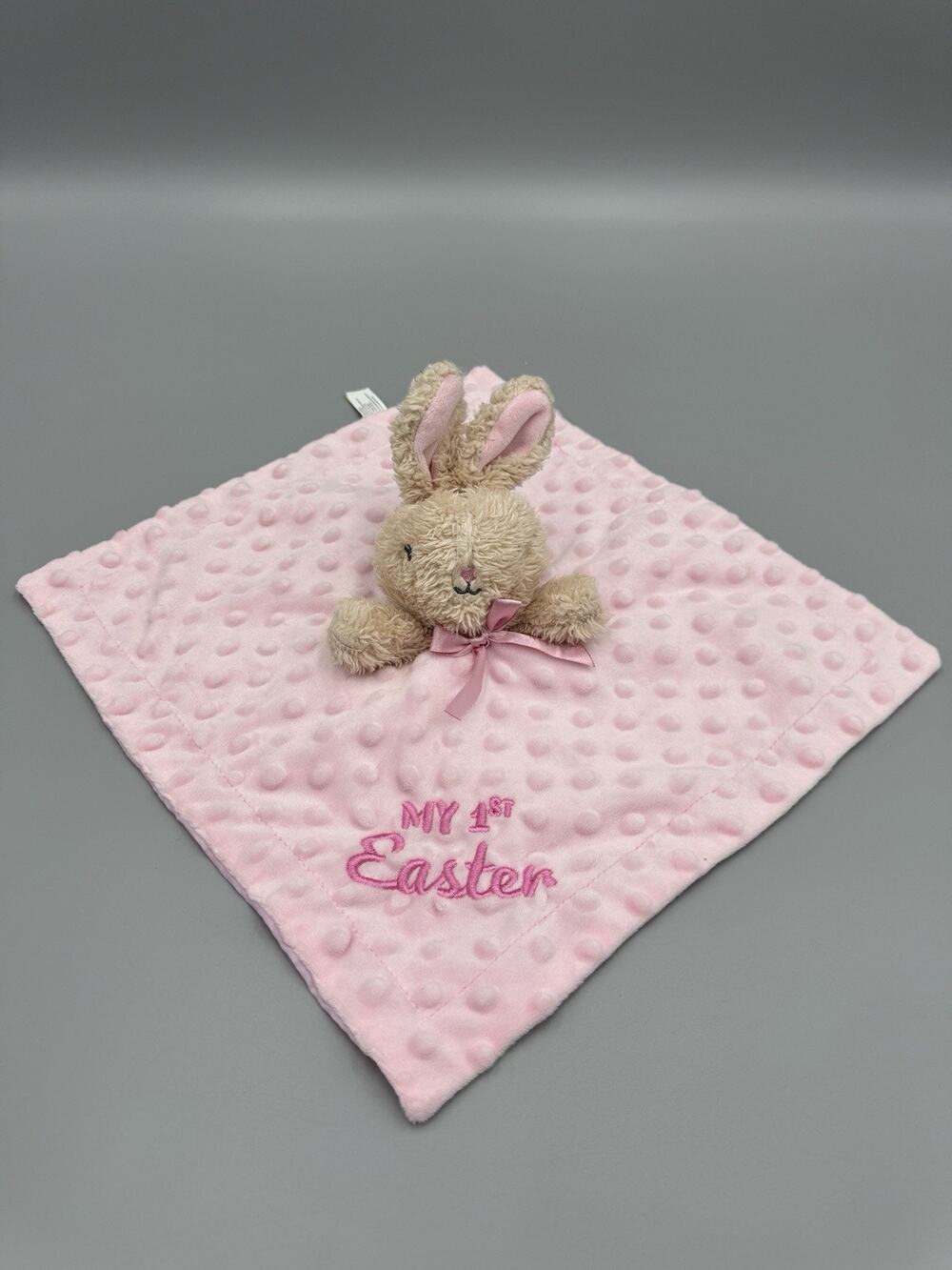 Walmart My 1st Easter Tan Bunny Pink Lovey Baby Security Blanket Minky Dots